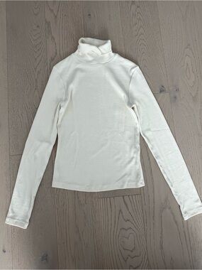 KOTN Cream Ribbed Turtleneck Long Sleeve Top